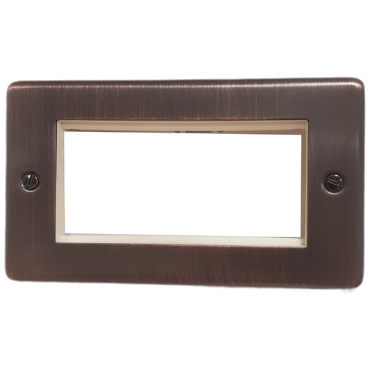 Contour Antique Copper 2 Gang 4 Mod Plate + Frame