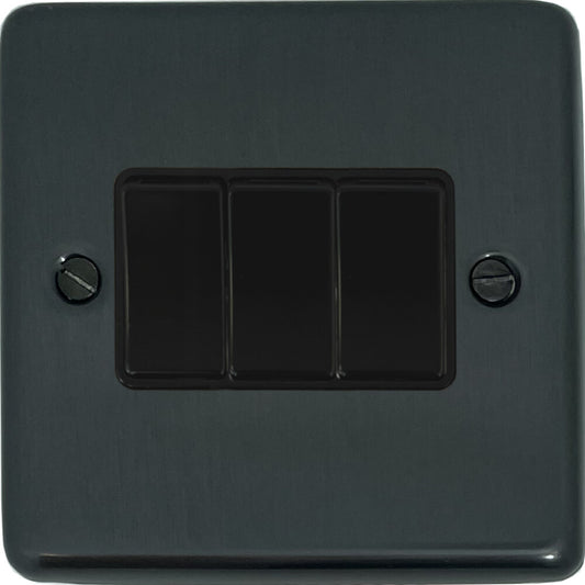 Contour Black Bronze 3 Gang Switch