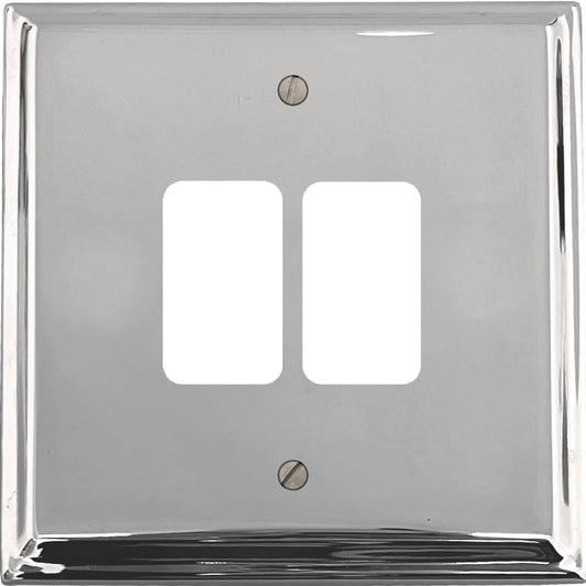 Deco Polished Chrome 2 Gang Grid Plate