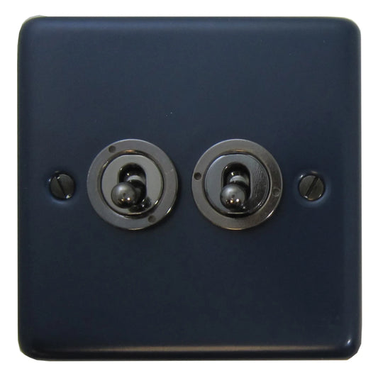 Contour Blue 2 Gang Grid Toggle Plate (Plate Only)