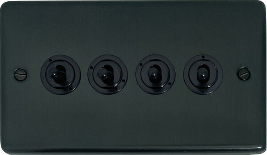 Contour Black Bronze 4 Gang 2 Way Toggle (Flat Black Toggle)