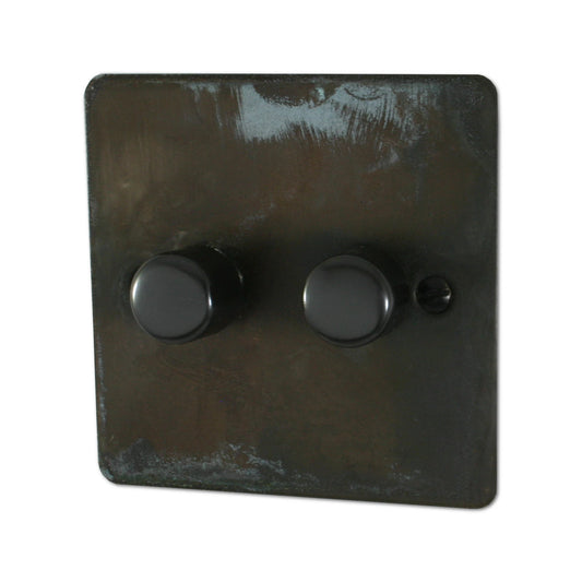 Flat Verdigris 2 Gang LED Dimmer