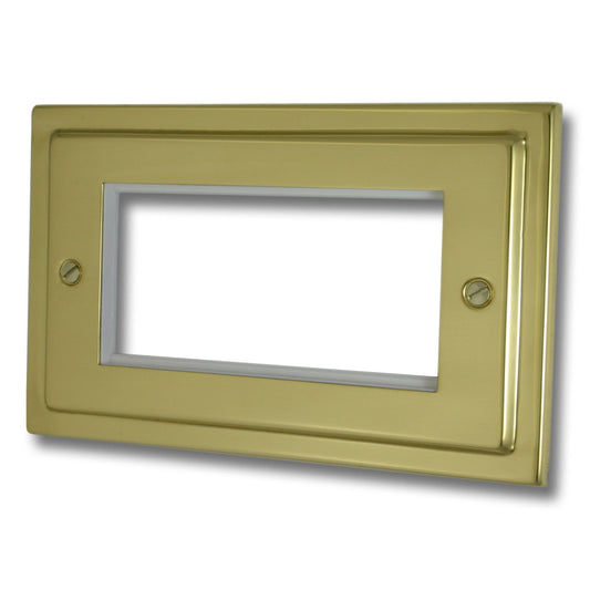Victorian Polished Brass 2 Gang 4 Mod Plate & Frame