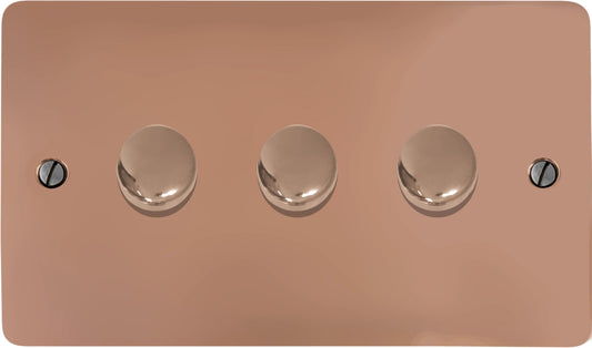 Flat Bright Copper 3 Gang Dimmer LED