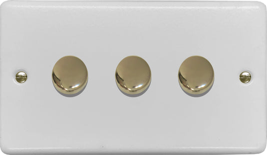 Contour Flat White 3 Gang Dimmer LED