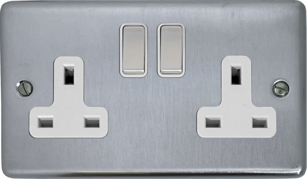 Contour  Satin Chrome  2 Gang Socket