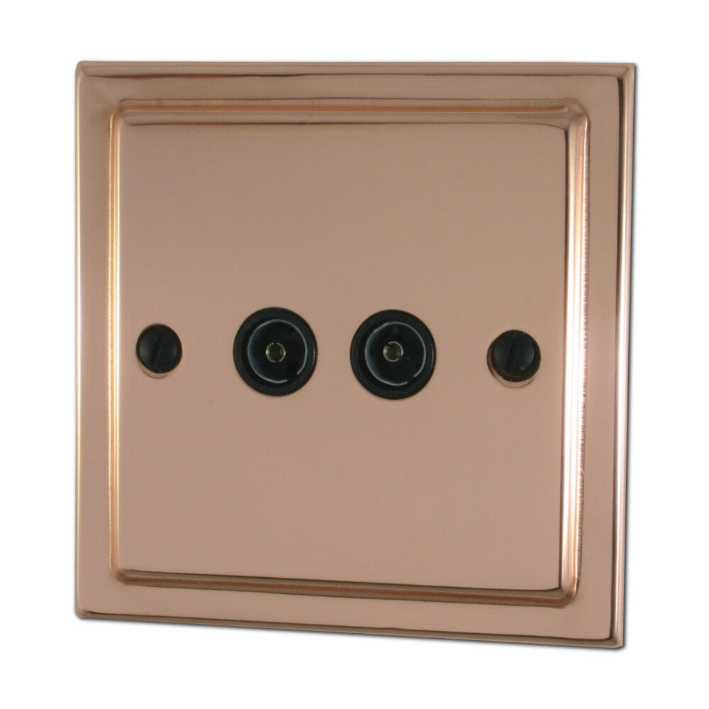 Victorian Polished Copper 2 Gang Coax Point