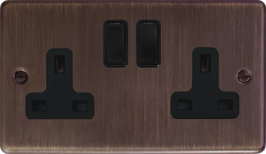 Contour  Antique Copper  2 Gang Socket