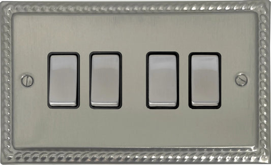 Georgian Satin Nickel 4 Gang Switch
