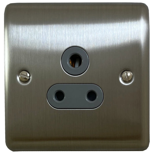 Basics Brushed Steel 5 Amp Socket - Basics range electrical socket