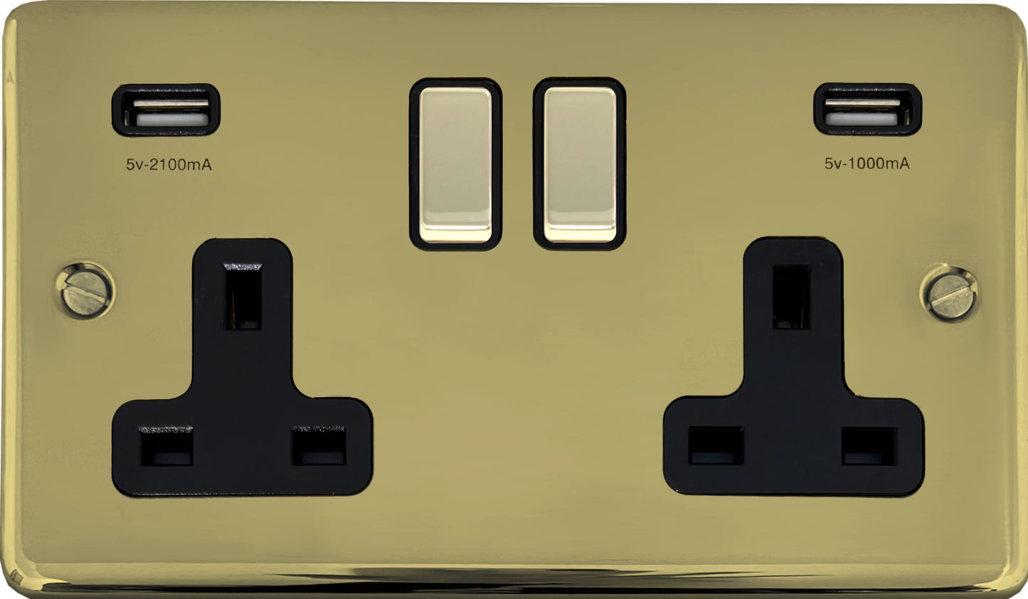 Contour Polished Brass 2 Gang Usb Socket