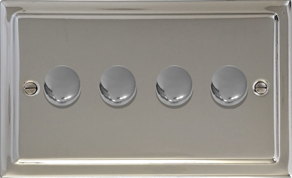 Victorian Polished Nickel 4 Gang 120W LED Dimmer
