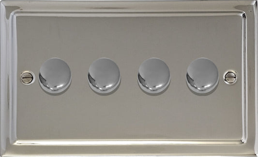 Victorian Polished Nickel 4 Gang 120W LED Dimmer