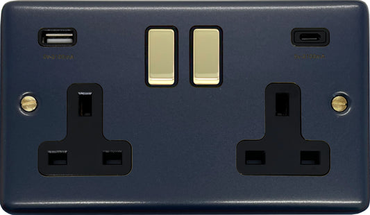 Contour Blue Contour 2 Gang Socket USBC