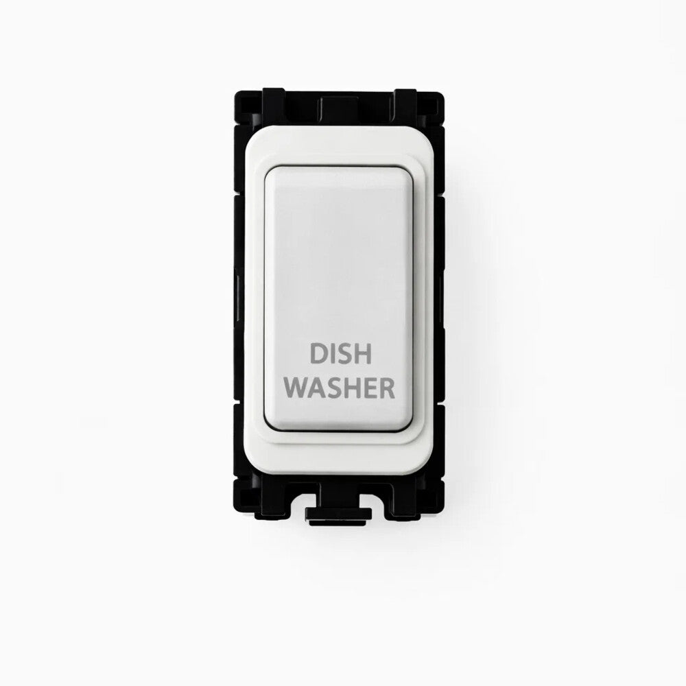 20A DP Switch - Engraved with - Dishwasher - All White Insert
