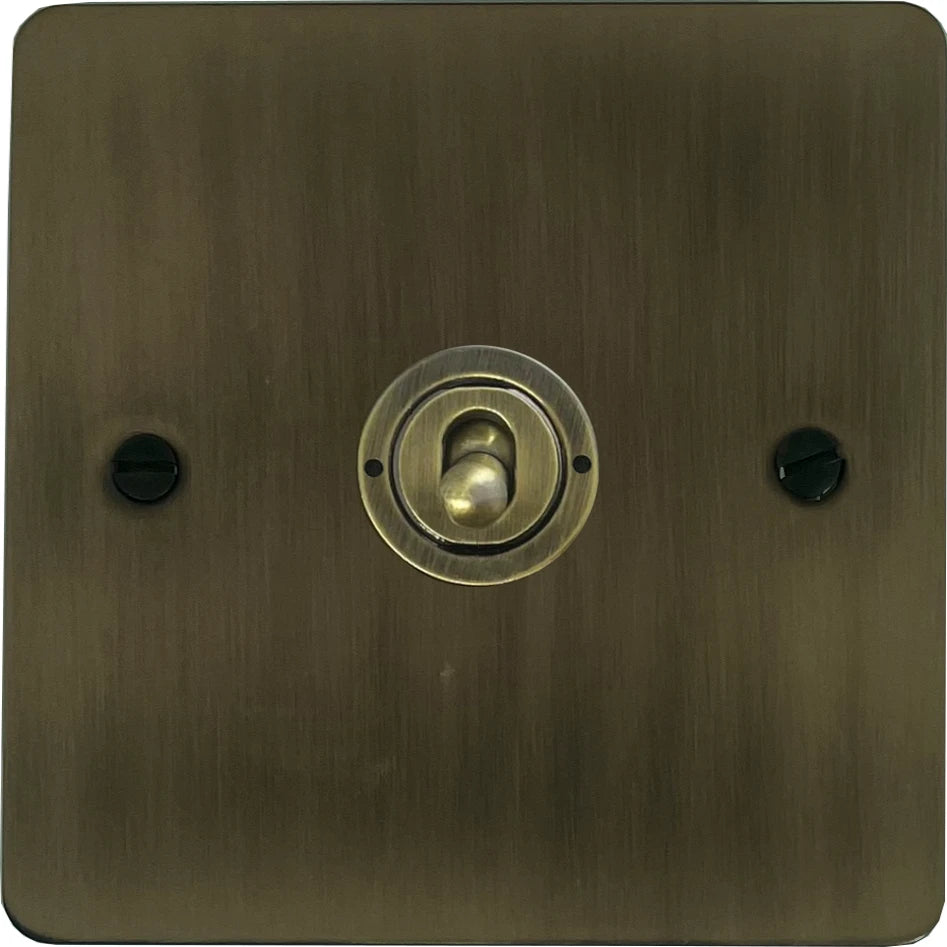 Flat Antique Brass 1 Gang Toggle Switch