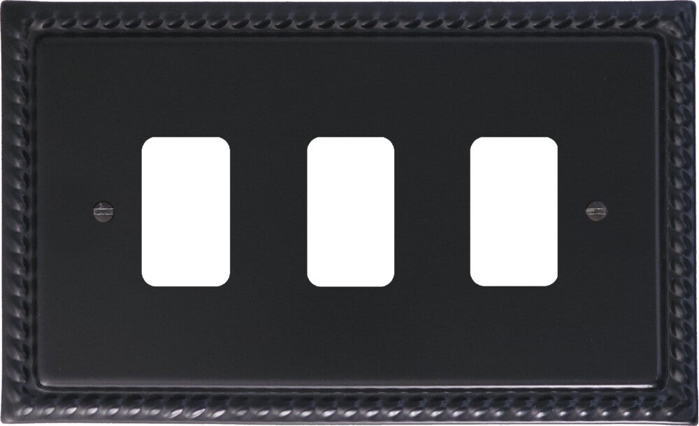 Georgian Flat Black 3 Gang Grid Plate