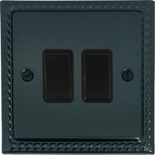 Georgian Black Bronze 2 Gang Switch (Black Switches)