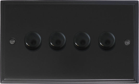 Victorian Flat Black 4 Gang LED Dimmer