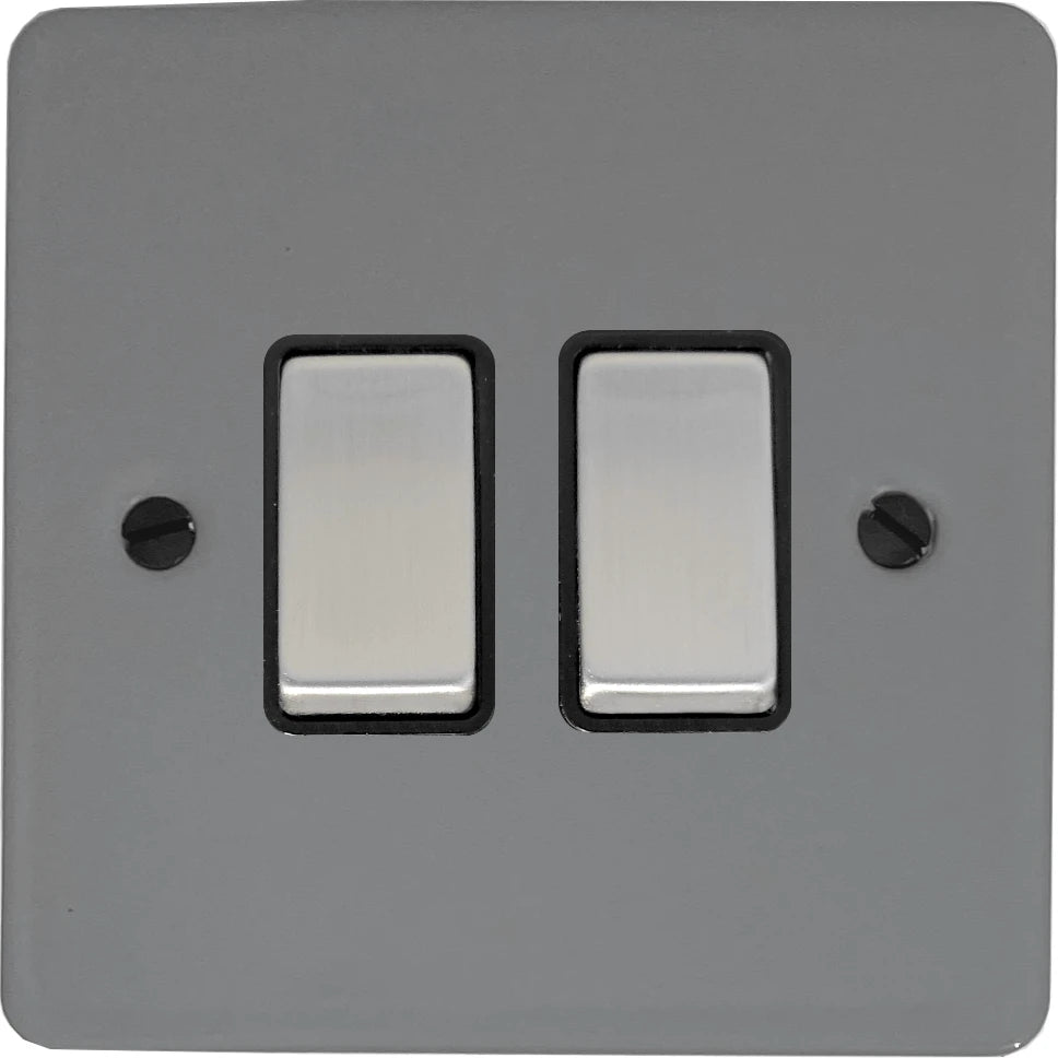 Flat Light Grey 2 Gang Switch