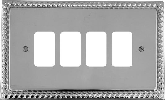 Georgian Polished Chrome 4 Gang Grid Plate
