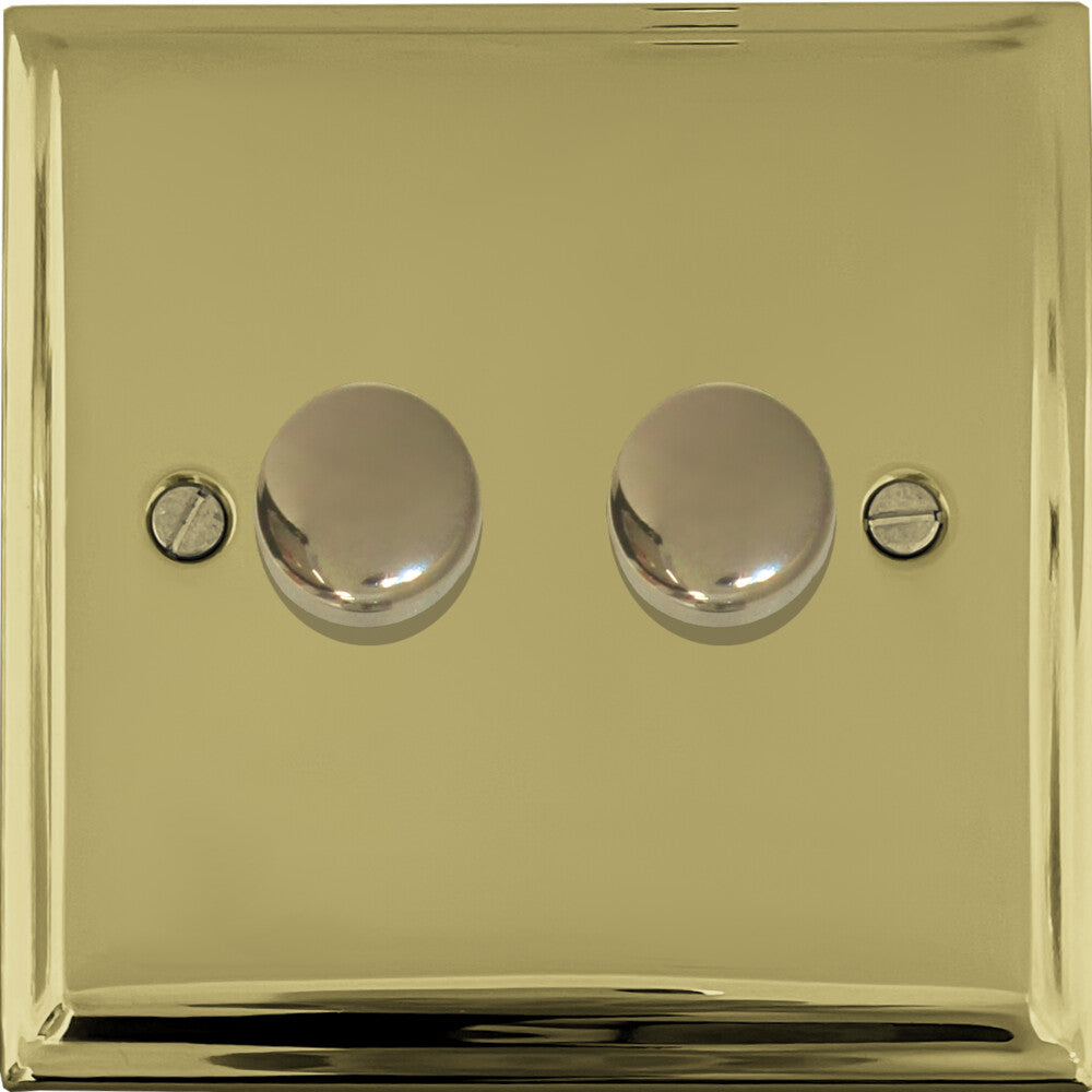Deco Polished Brass 2 Gang 120W LED Dimmer