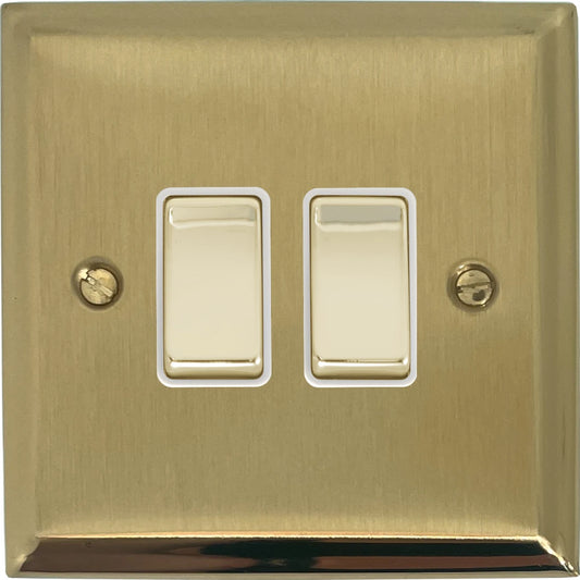 Deco Satin Brass 2 Gang Switch