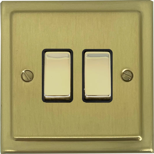 Trimline Satin Brass 2 Gang Switch