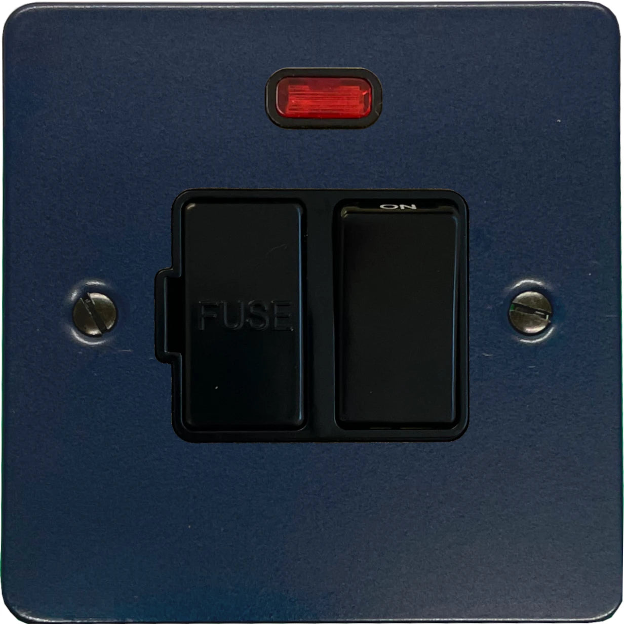 Flat Blue Switched Fuse Spur with Neon (Black Switch)