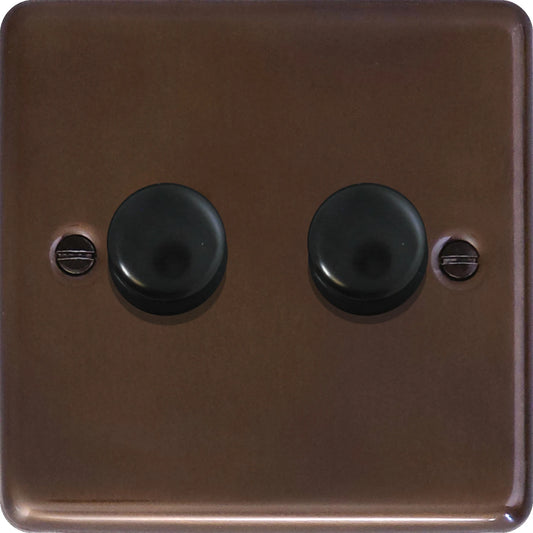 Contour Medium Bronze 2 Gang LED Dimmer