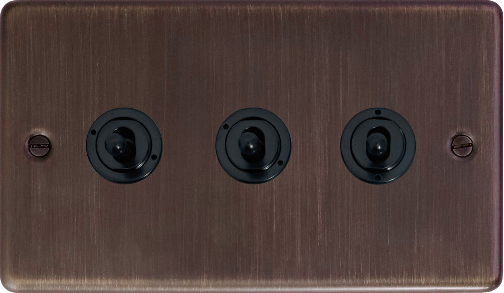 Contour Antique Copper 3 Gang 2 Way Toggle