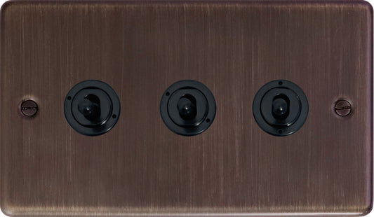 Contour Antique Copper 3 Gang 2 Way Toggle