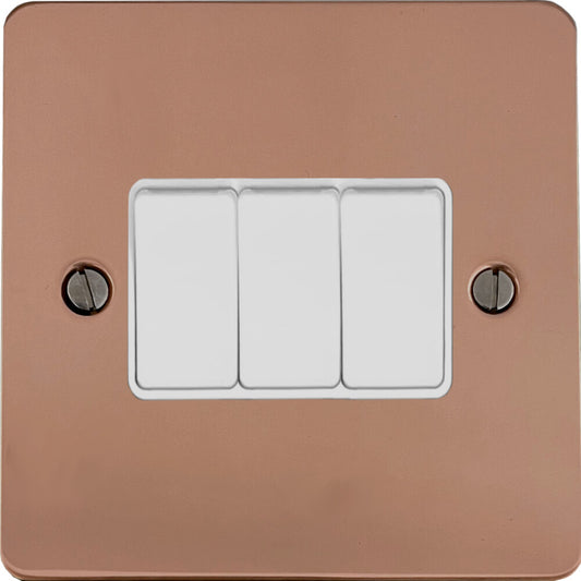 Flat Bright Copper 3 Gang 2 Way Switch