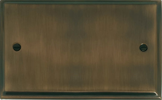 Deco Antique Brass Deco 2 Gang Blank