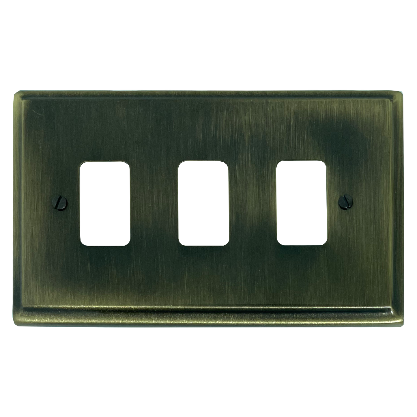 Deco Antique Brass 3 Gang Grid Plate