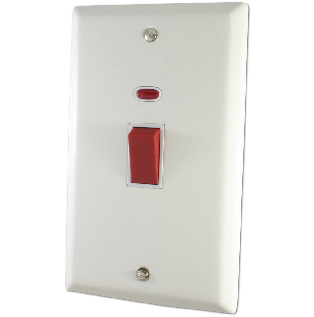 Spectrum Flat White 45A Dp Switch L/Plate