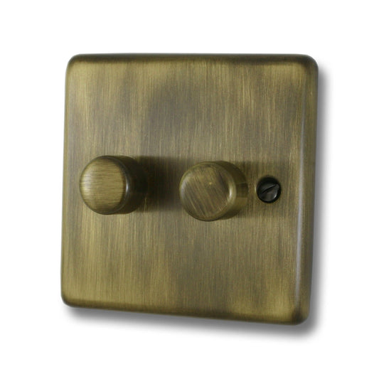 Contour Antique Brass 2 Gang LED Dimmer