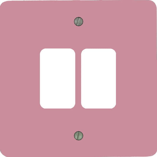 Flat Gloss Pink 2 Gang Grid Plate