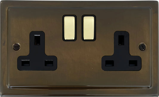 Victorian  Medium Bronze  2 Gang Socket