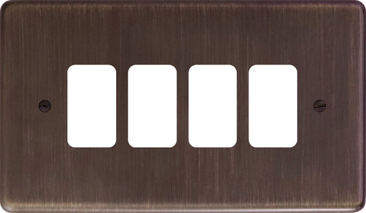 Contour Antique Copper 4 Gang Grid Plate