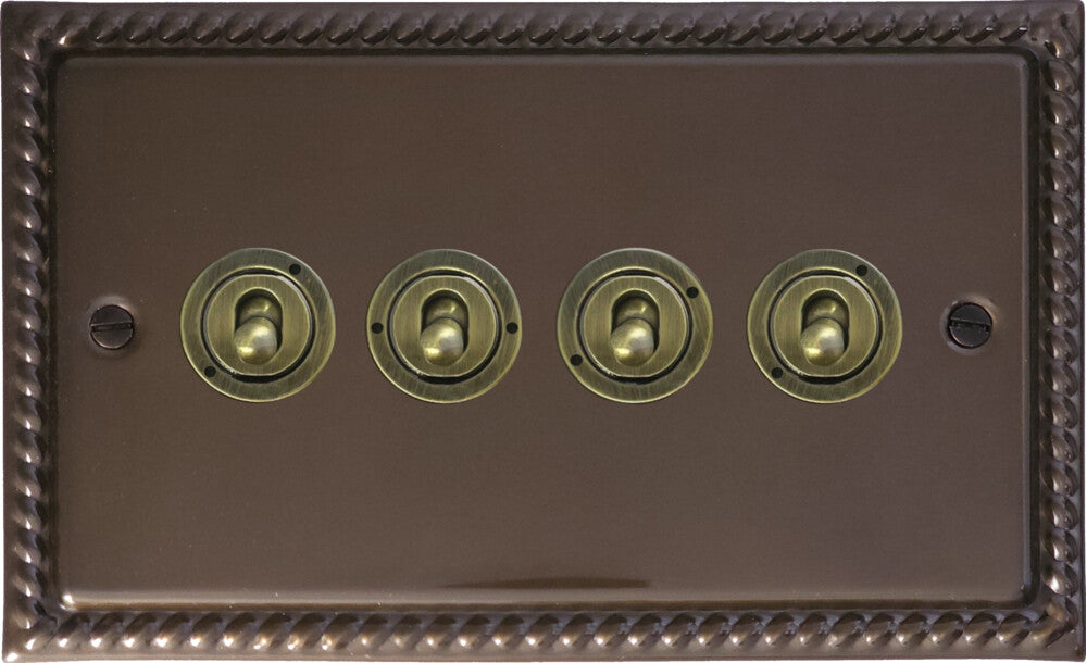 Georgian Medium Bronze 4 Gang 2 Way Toggle