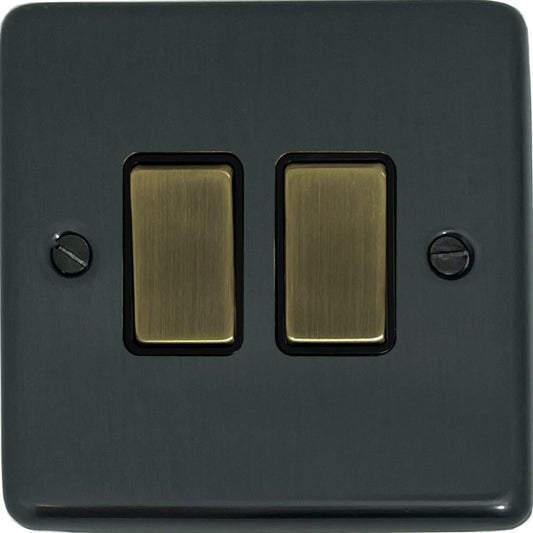 Contour Black Bronze 2 Gang Switch