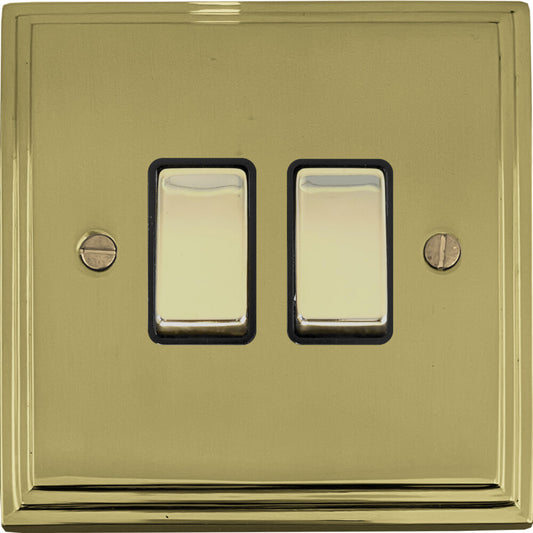 Victorian Polished Brass 2 Gang Switch