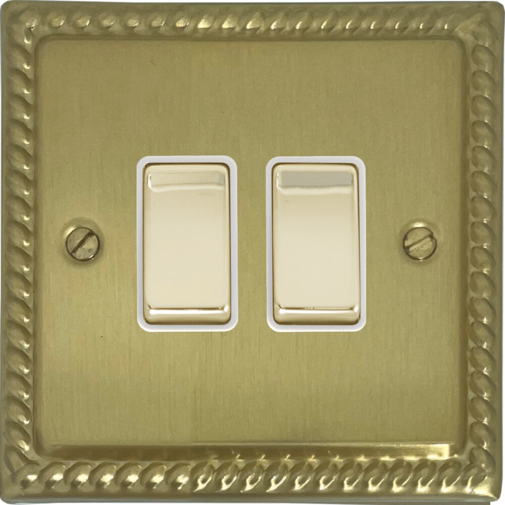 Georgian Satin Brass 2 Gang Switch