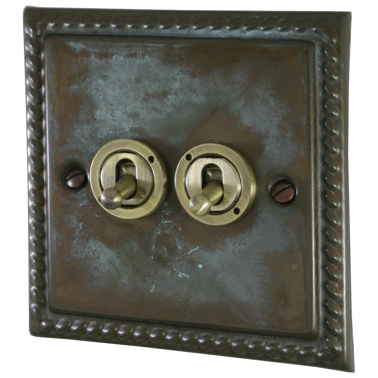 Georgian Verdigris 2 Gang Toggle (Antique Brass Toggle)