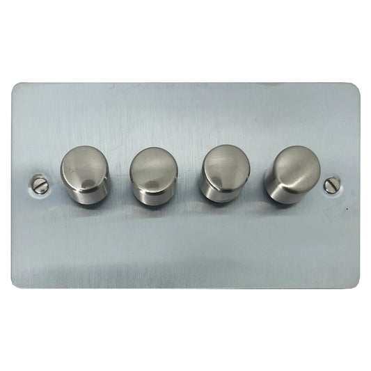 Flat Satin Chrome 4 Gang LED Dimmer