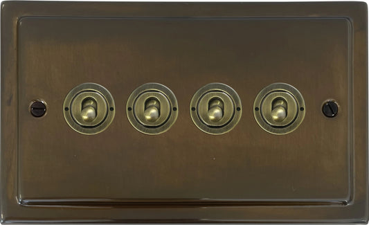 Victorian Medium Bronze 4 Gang 2 Way Toggle