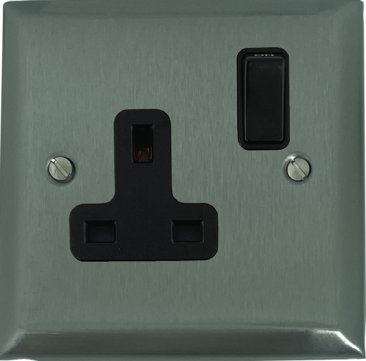 Spectrum Brushed Steel 1 Gang Socket