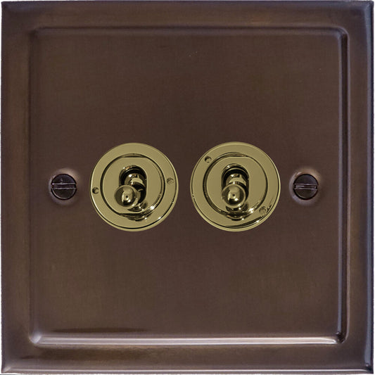 Victorian Medium Bronze 2 Gang 2 Way Toggle
