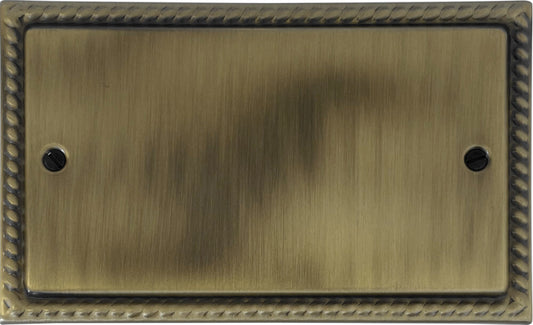 Georgian Light Antique Brass 2 Gang Blank
